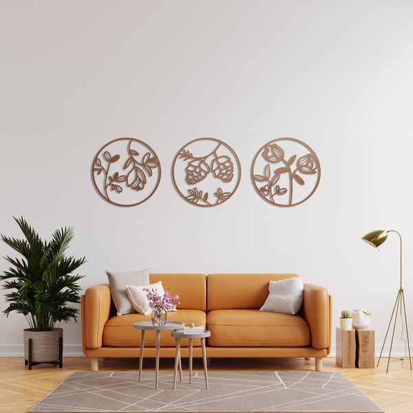 Unique botanical trio metal sculptures perfect for modern bedrooms