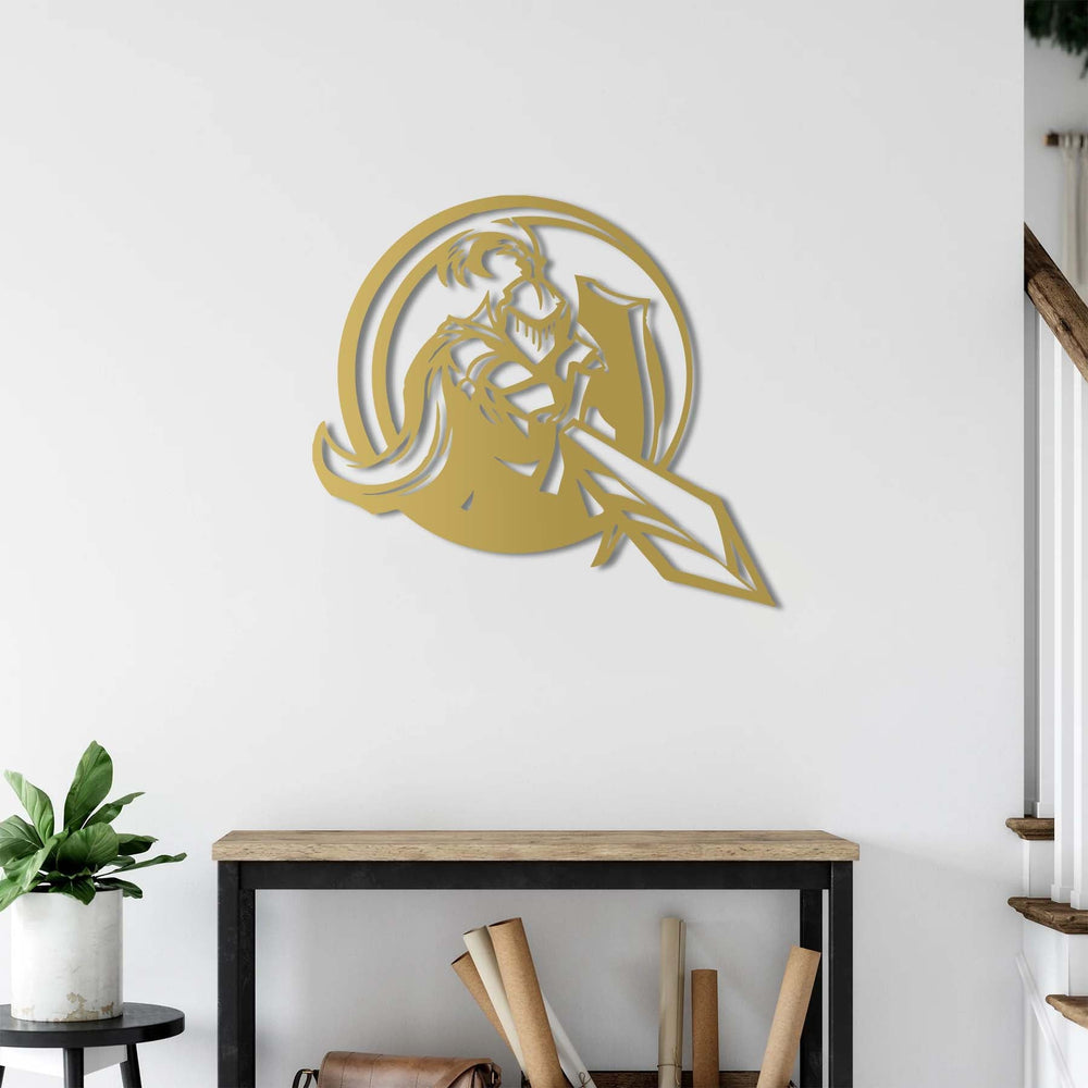 Brave warrior metal wall art ideal for heroic-themed living room decor