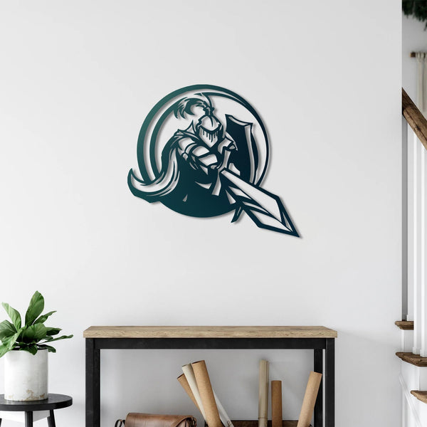 Detailed warrior metal wall decor symbolizing strength and bravery