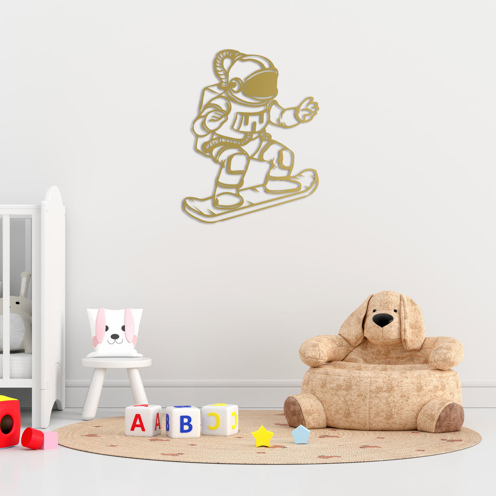 Skateboarding in Space Metal Wall Art | Cosmic Decor Sculpture