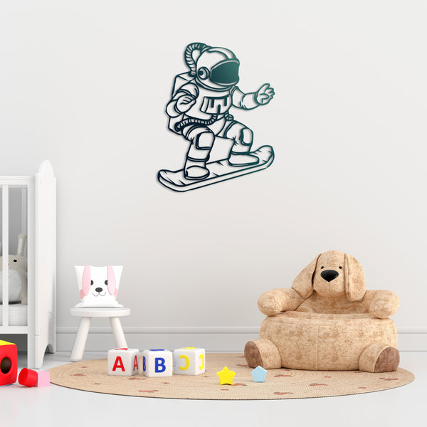 Skateboarding in Space Metal Wall Art | Cosmic Decor Sculpture