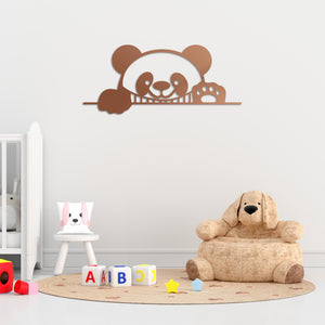 Curious Panda Metal Wall Art | Playful Animal Decorative Sculpture