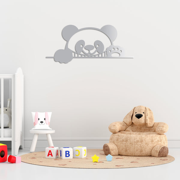 Curious Panda Metal Wall Art | Playful Animal Decorative Sculpture