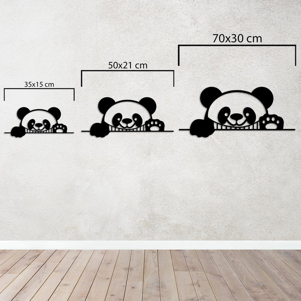 Curious Panda Metal Wall Art | Playful Animal Decorative Sculpture