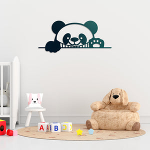 Curious Panda Metal Wall Art | Playful Animal Decorative Sculpture