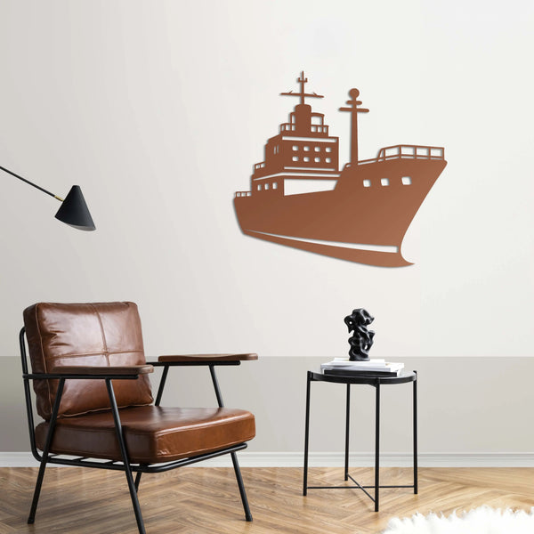 Kargo Gemisi Metal Duvar Dekoru Laser Artique