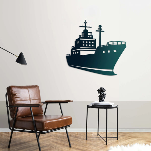 Kargo Gemisi Metal Duvar Dekoru Laser Artique