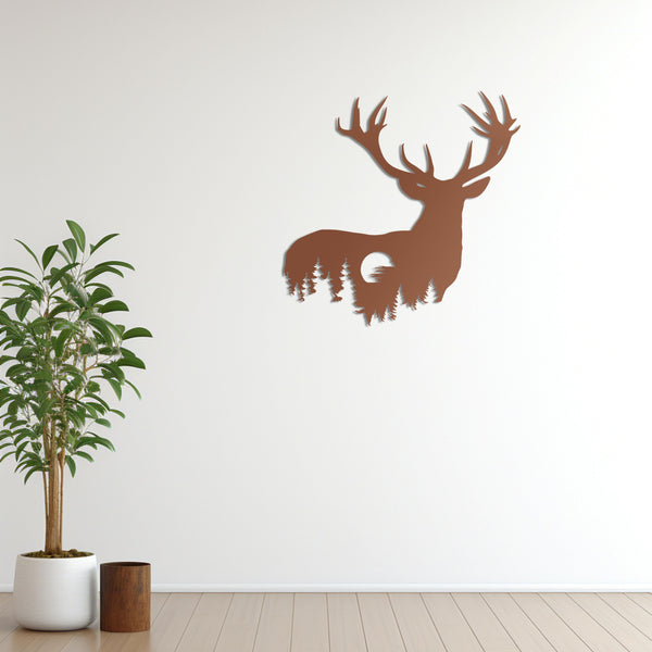 Deer Silhouette Metal Wall Art | Decorative Wildlife Wall Sculpture
