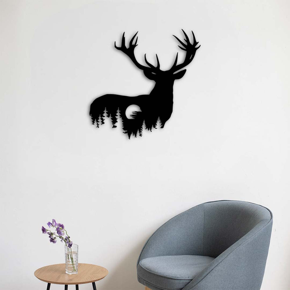 Deer Silhouette Metal Wall Art | Decorative Wildlife Wall Sculpture