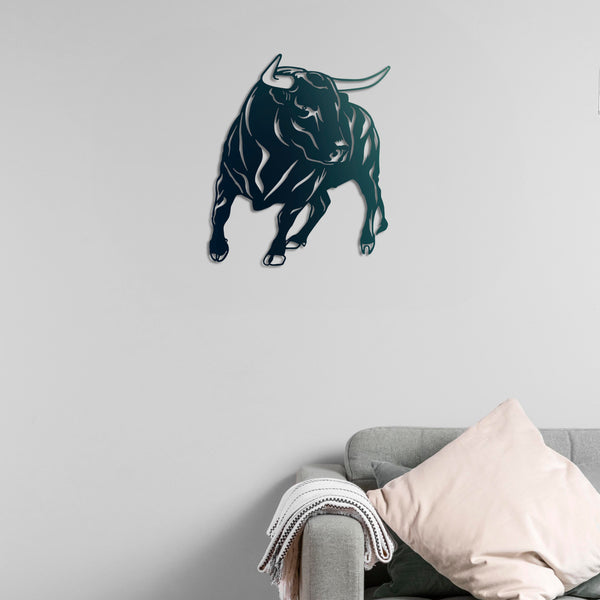 Powerful Bull Metal Wall Art | Decorative Animal Wall Sculpture Decor