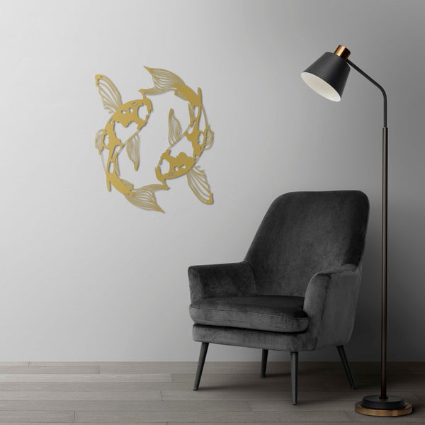 Koi Fish Metal Wall Art | Decorative Zen Wall Sculpture Decor