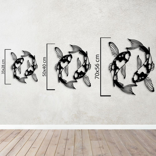Koi Fish Metal Wall Art | Decorative Zen Wall Sculpture Decor
