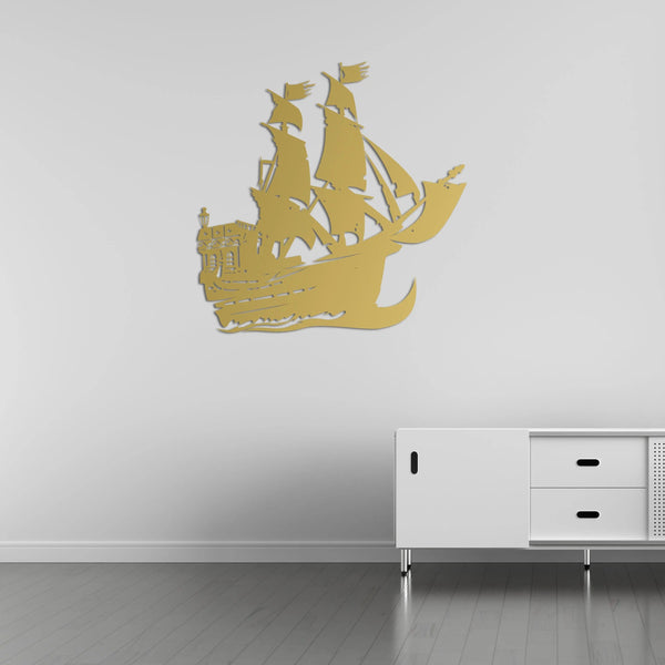 Korsan Gemisi Metal Duvar Dekoru Laser Artique