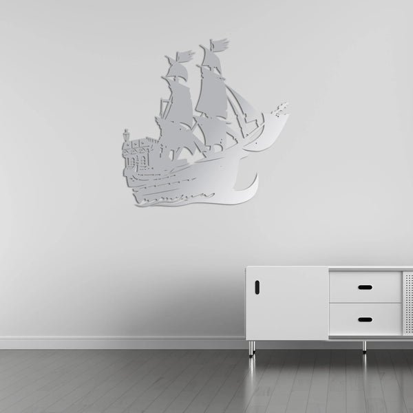 Korsan Gemisi Metal Duvar Dekoru Laser Artique