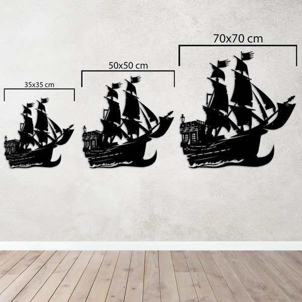 Korsan Gemisi Metal Duvar Dekoru Laser Artique