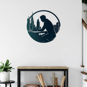 Architect of the City Metal Wall Art | Modern Skyline Sculpture