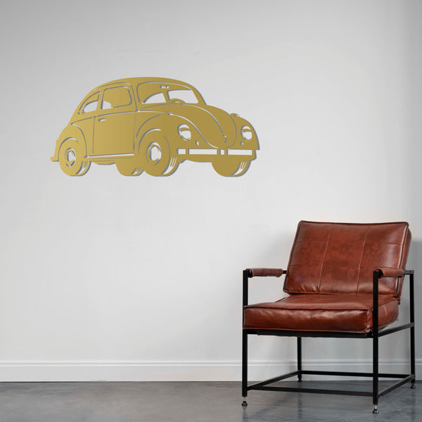 Vintage Beetle Car Metal Wall Art | Nostalgic Decorative Sculpture