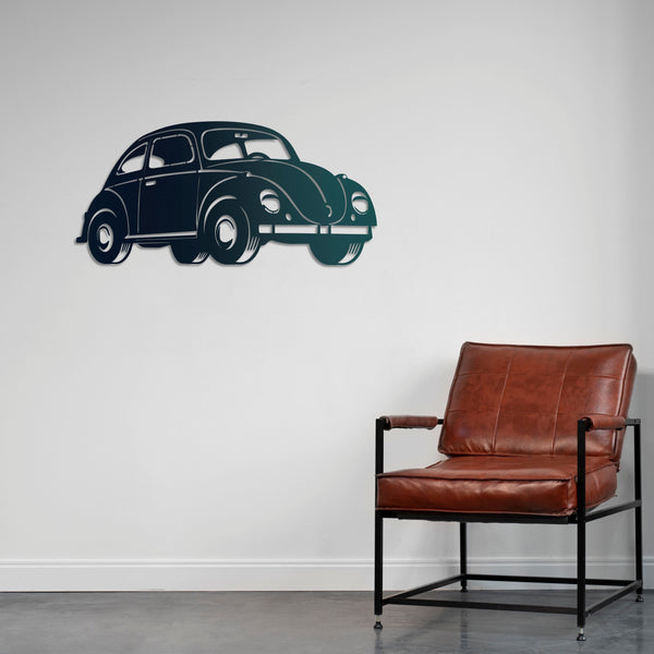 Vintage Beetle Car Metal Wall Art | Nostalgic Decorative Sculpture