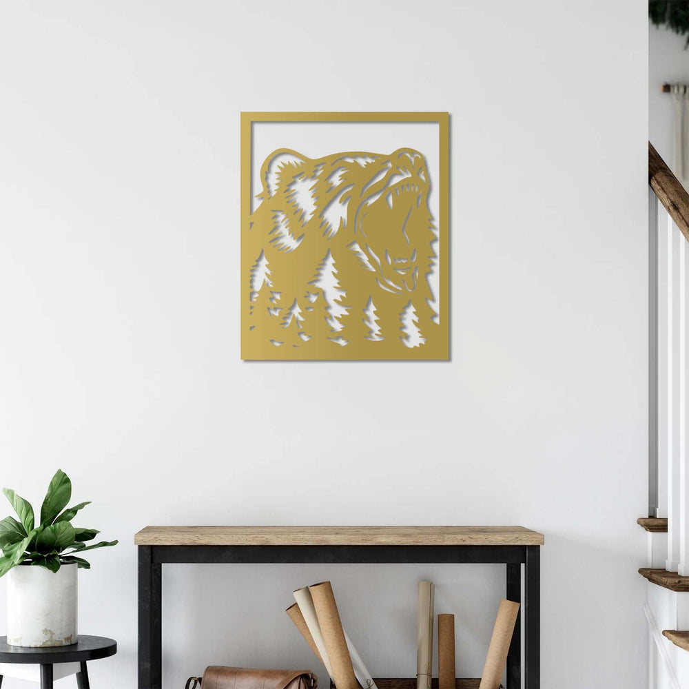 Roaring Forest Bear Metal Wall Art | Wildlife Wall Sculpture Decor