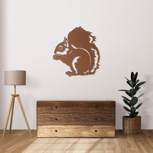 Cute Forest Guardian Squirrel Metal Wall Art | Animal Wall Sculpture