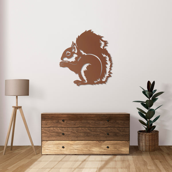 Cute Forest Guardian Squirrel Metal Wall Art | Animal Wall Sculpture