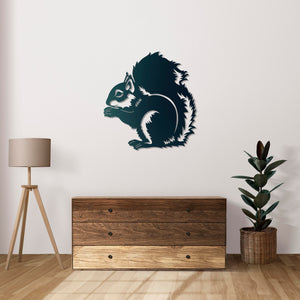 Cute Forest Guardian Squirrel Metal Wall Art | Animal Wall Sculpture