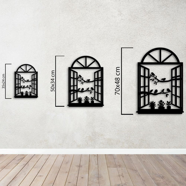Birds perched on window metal art gift ideal for nature lovers