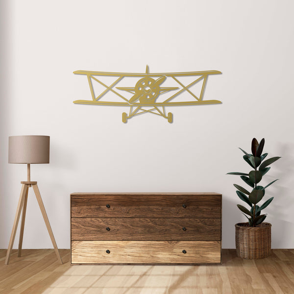 Propeller Airplane Metal Wall Art | Vintage Aviation Wall Sculpture