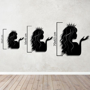 Elegant Princess Silhouette Metal Wall Art | Decorative Wall Sculpture