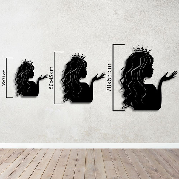 Elegant Princess Silhouette Metal Wall Art | Decorative Wall Sculpture