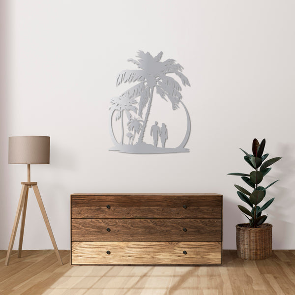 Walk on the Beach Metal Wall Art | Decorative Coastal Wall Sculpture