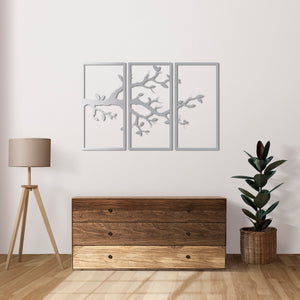 Elegant metal wall sculpture depicting serene branch designs