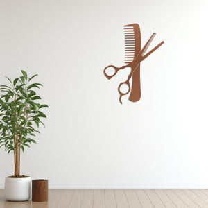 Cut & Comb Barber Metal Wall Art | Hair Salon Decorative Sculpture