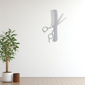 Cut & Comb Barber Metal Wall Art | Hair Salon Decorative Sculpture