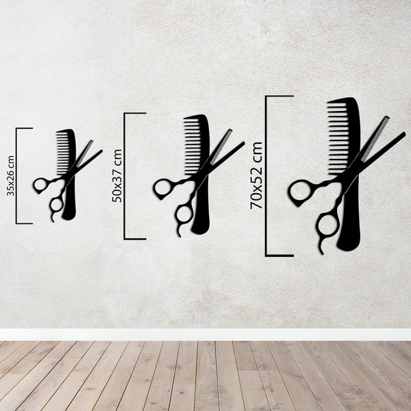 Cut & Comb Barber Metal Wall Art | Hair Salon Decorative Sculpture