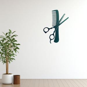Cut & Comb Barber Metal Wall Art | Hair Salon Decorative Sculpture