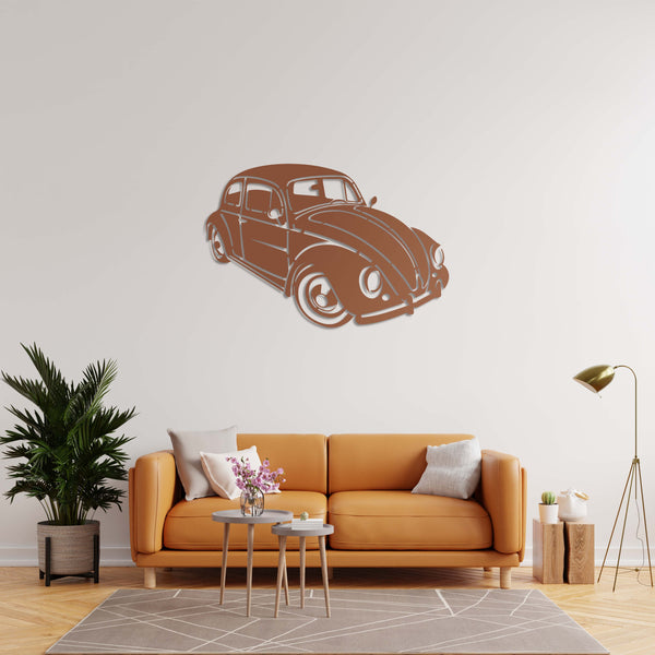 Classic Volkswagen Beetle Metal Wall Art | Retro Car Wall Sculpture