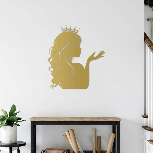 Elegant Princess Silhouette Metal Wall Art | Decorative Wall Sculpture