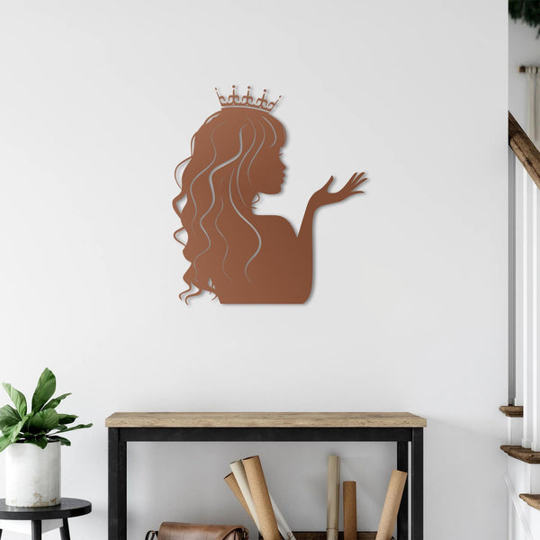 Elegant Princess Silhouette Metal Wall Art | Decorative Wall Sculpture