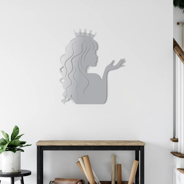 Elegant Princess Silhouette Metal Wall Art | Decorative Wall Sculpture