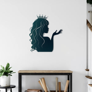 Elegant Princess Silhouette Metal Wall Art | Decorative Wall Sculpture