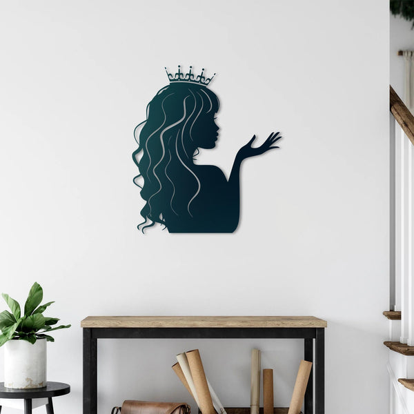 Elegant Princess Silhouette Metal Wall Art | Decorative Wall Sculpture