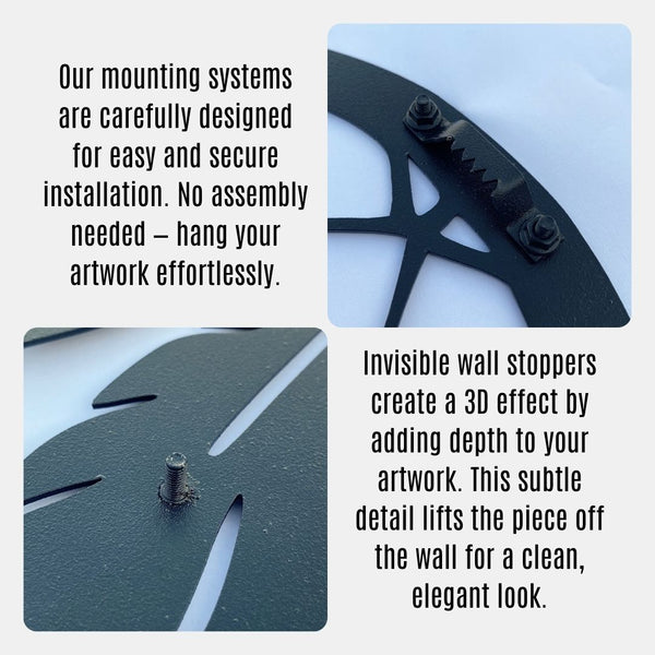 Sophisticated wildlife metal sculpture depicting bear footprints trail