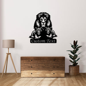 Lion Family Metal Wall Art | Decorative Animal Wall Sculpture