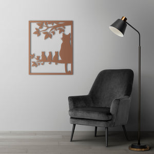 Unique metal sculpture of cats perched on branch decoration
