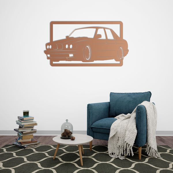Classic BMW E30 Car Metal Wall Art | Vintage Automobile Sculpture