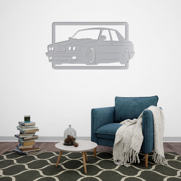 Classic BMW E30 Car Metal Wall Art | Vintage Automobile Sculpture