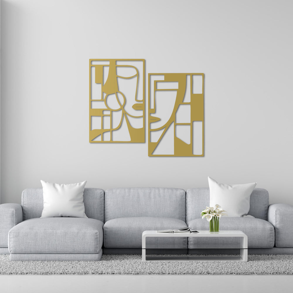 The Language of Gazes – 2-Piece Face Metal Wall Art