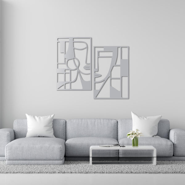 The Language of Gazes – 2-Piece Face Metal Wall Art