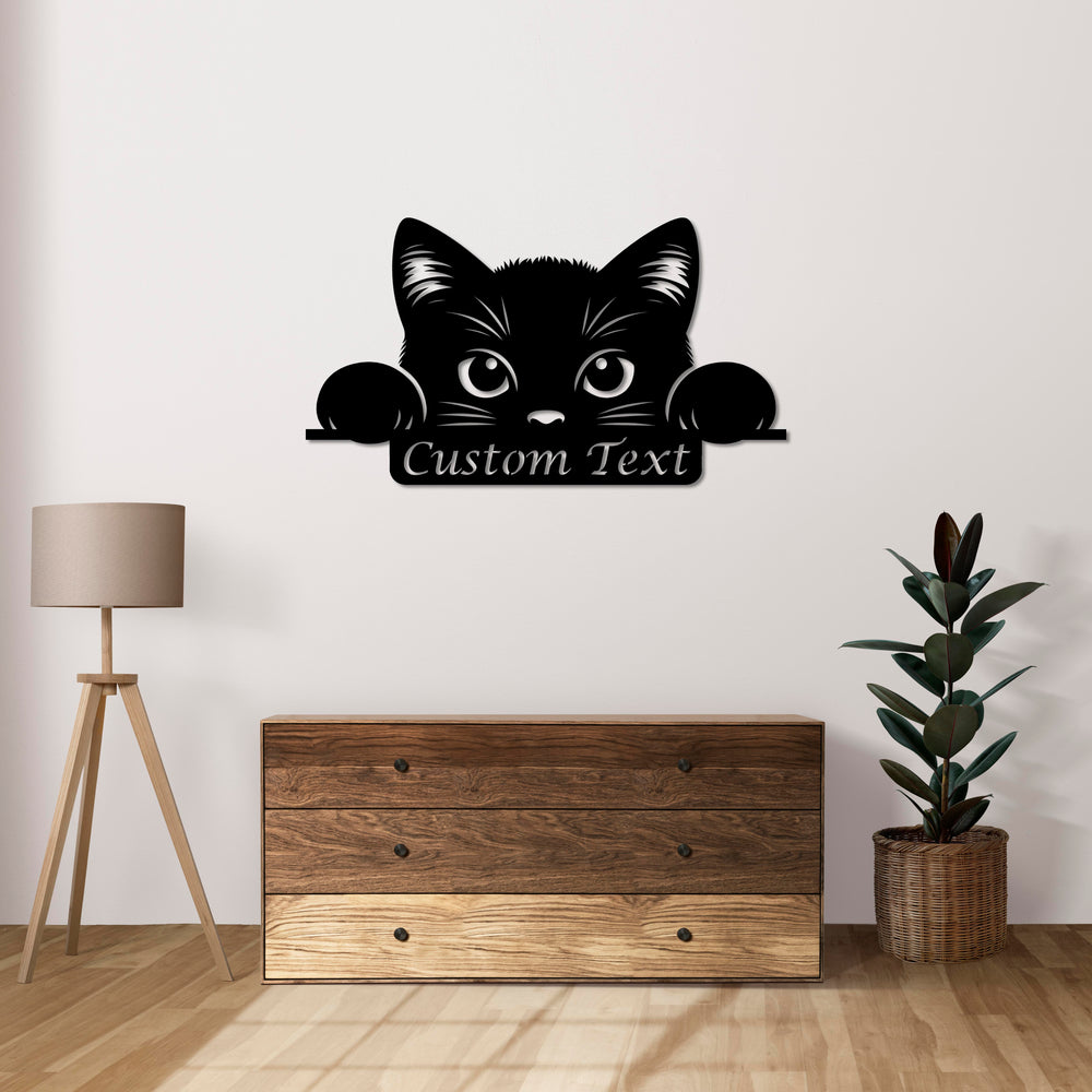 Curious Cat Metal Wall Art | Decorative Animal Wall Sculpture Decor
